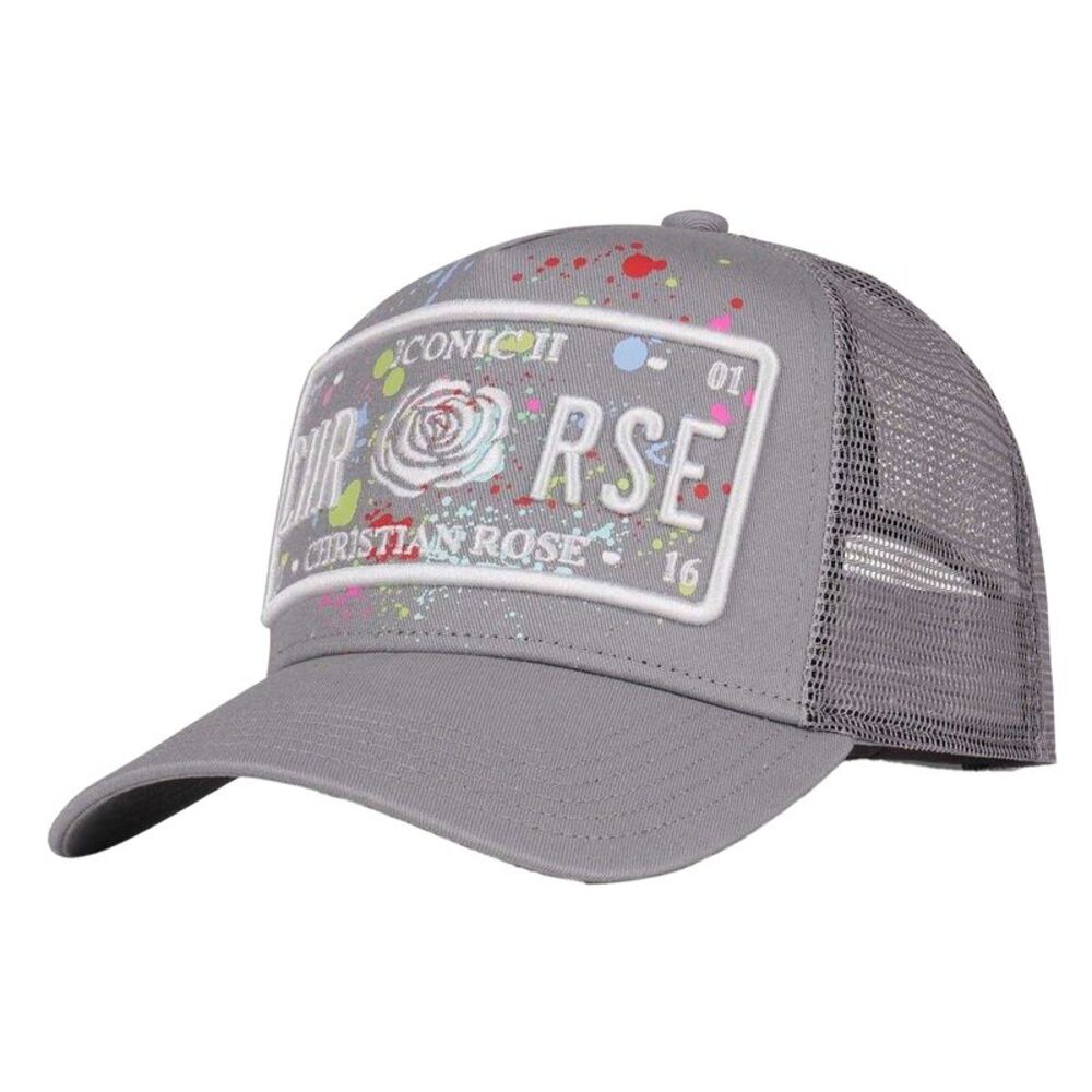 Christian Rose Li Plate Trucker Cap / Gray/Red